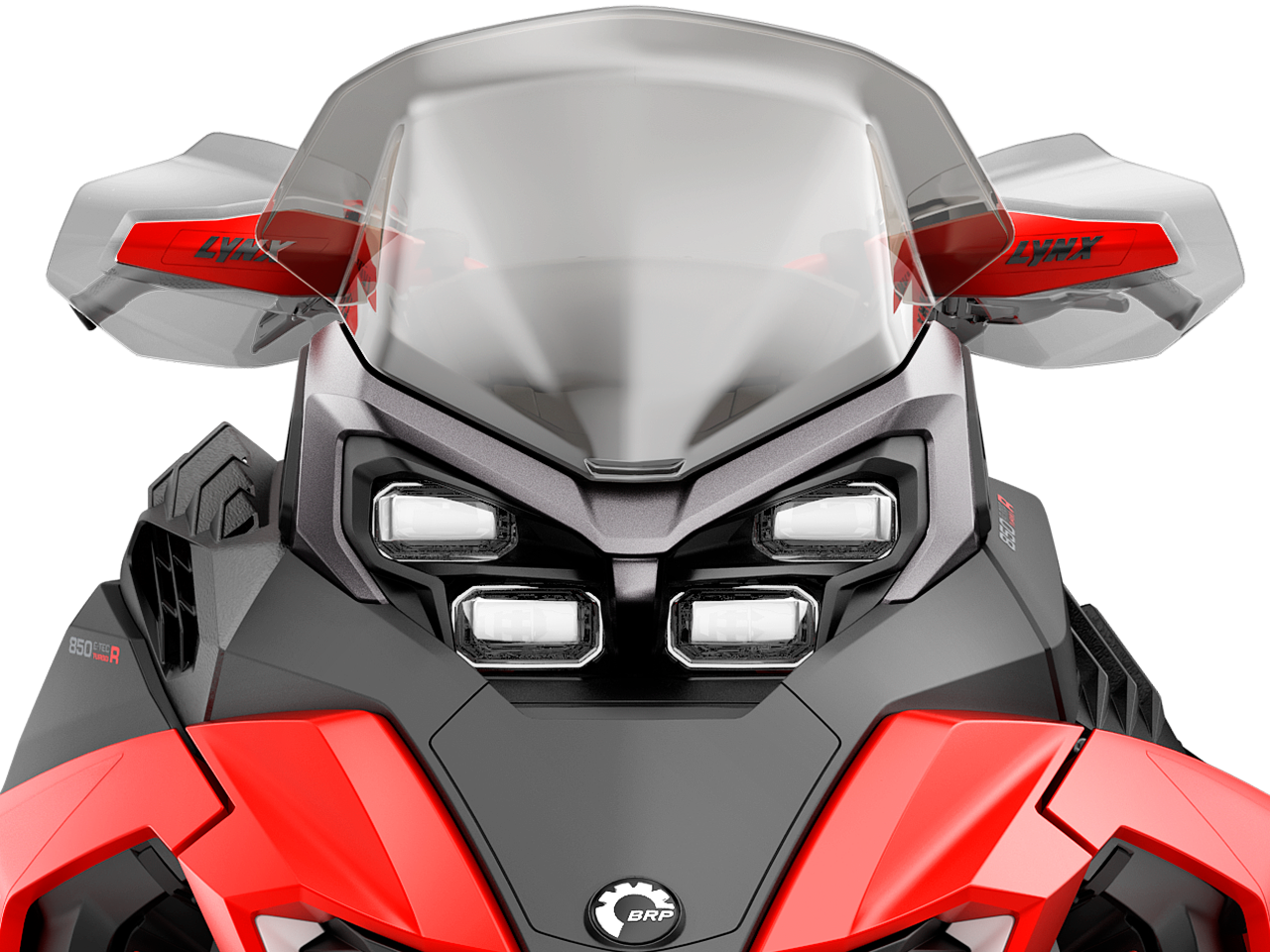 Lynx Rave RE snowmobile's LED headlights